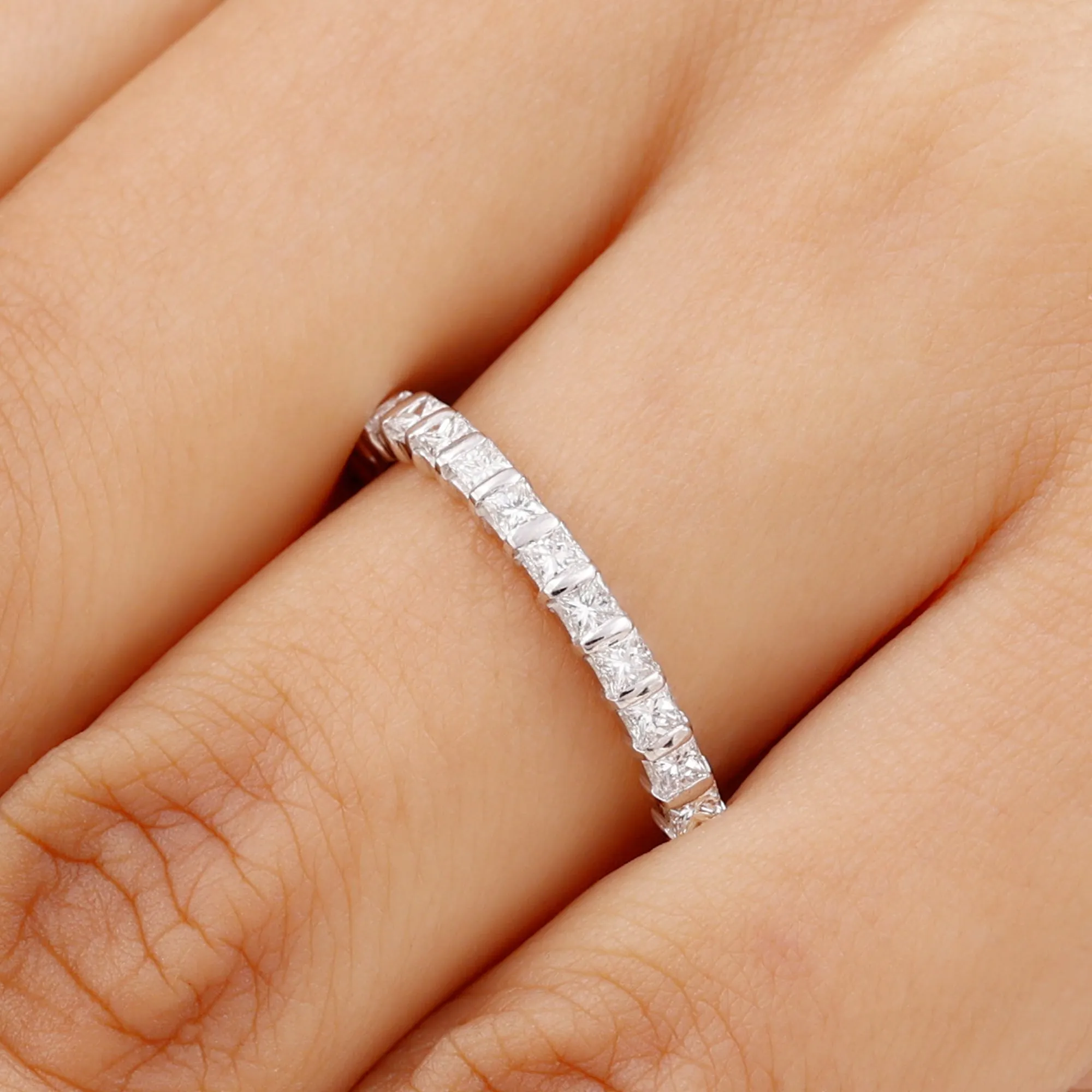 Princess Cut Diamond Half Eternity Anniversary Band Ring