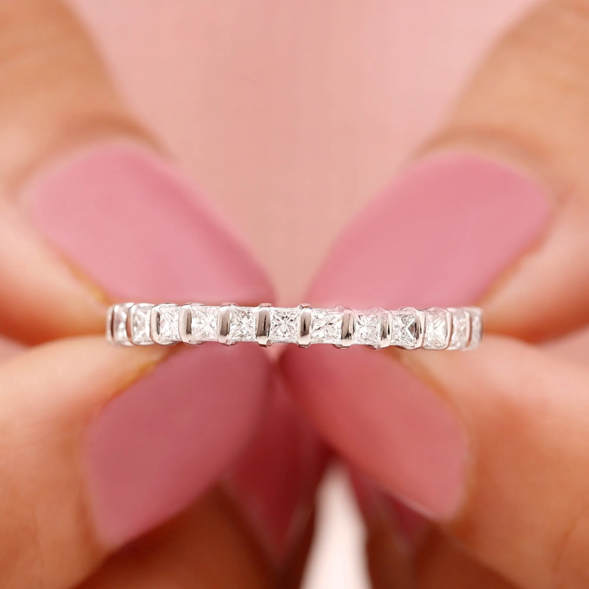 Princess Cut Diamond Half Eternity Anniversary Band Ring