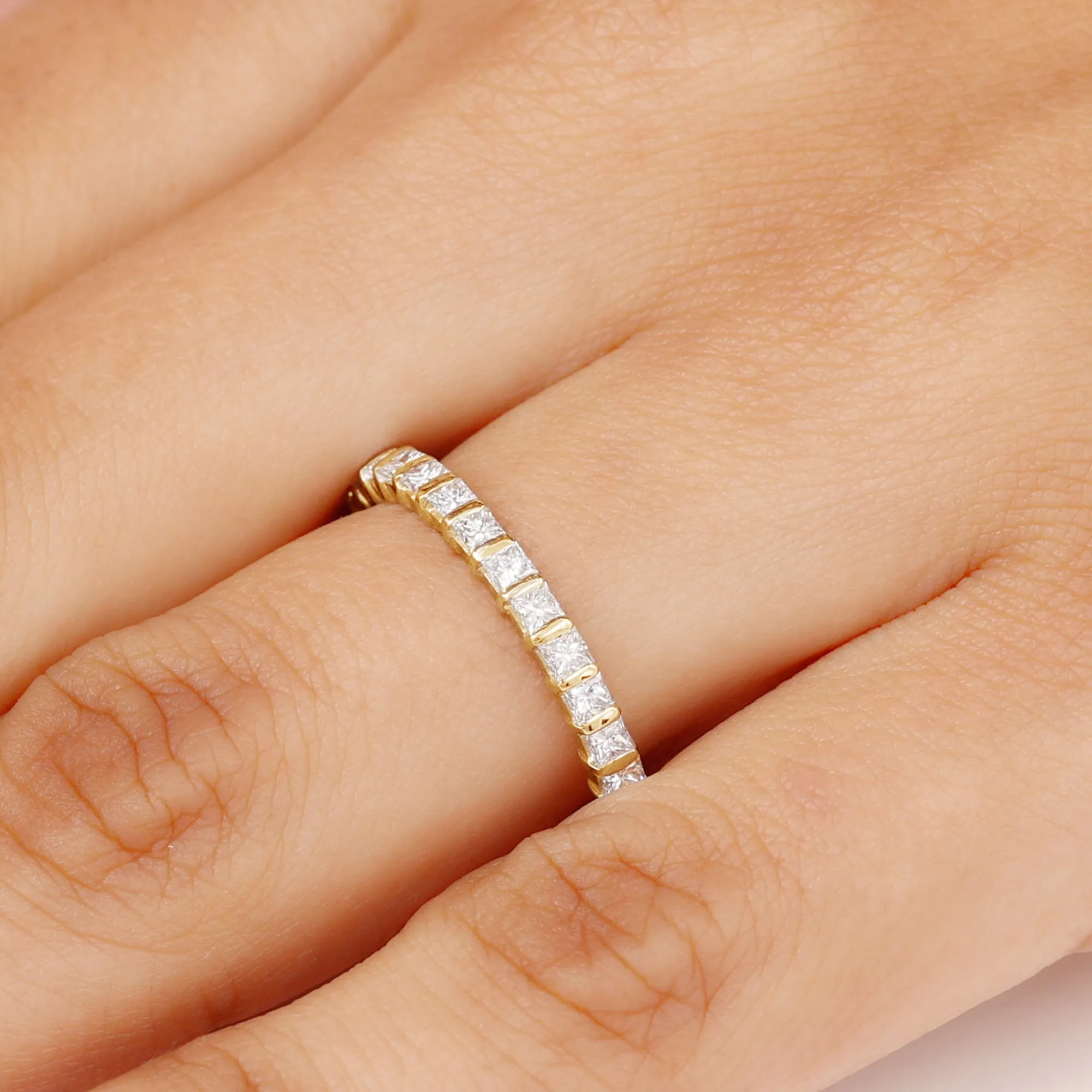 Princess Cut Diamond Half Eternity Anniversary Band Ring