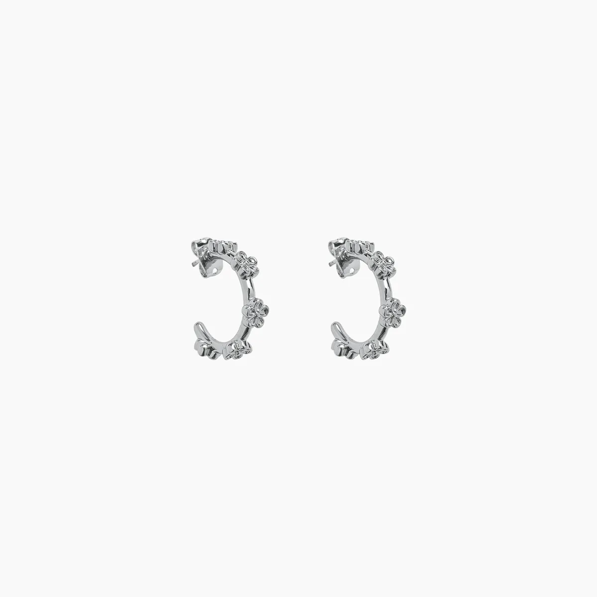Pura Vida Hoops Earrings Bitty Daisy Silver One Size