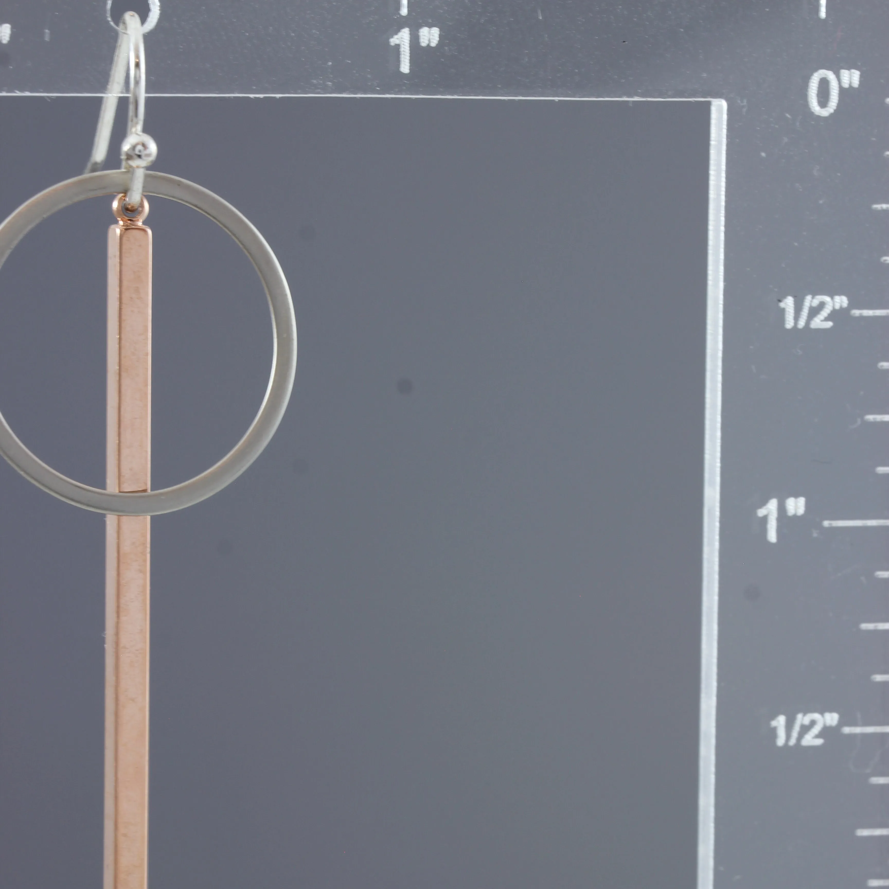 "Le Contour" Matte Silver Circle and Bar Drop Earrings