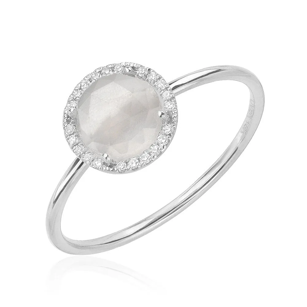 Rosie 6.0mm Rainbow Moonstone and Diamond Ring