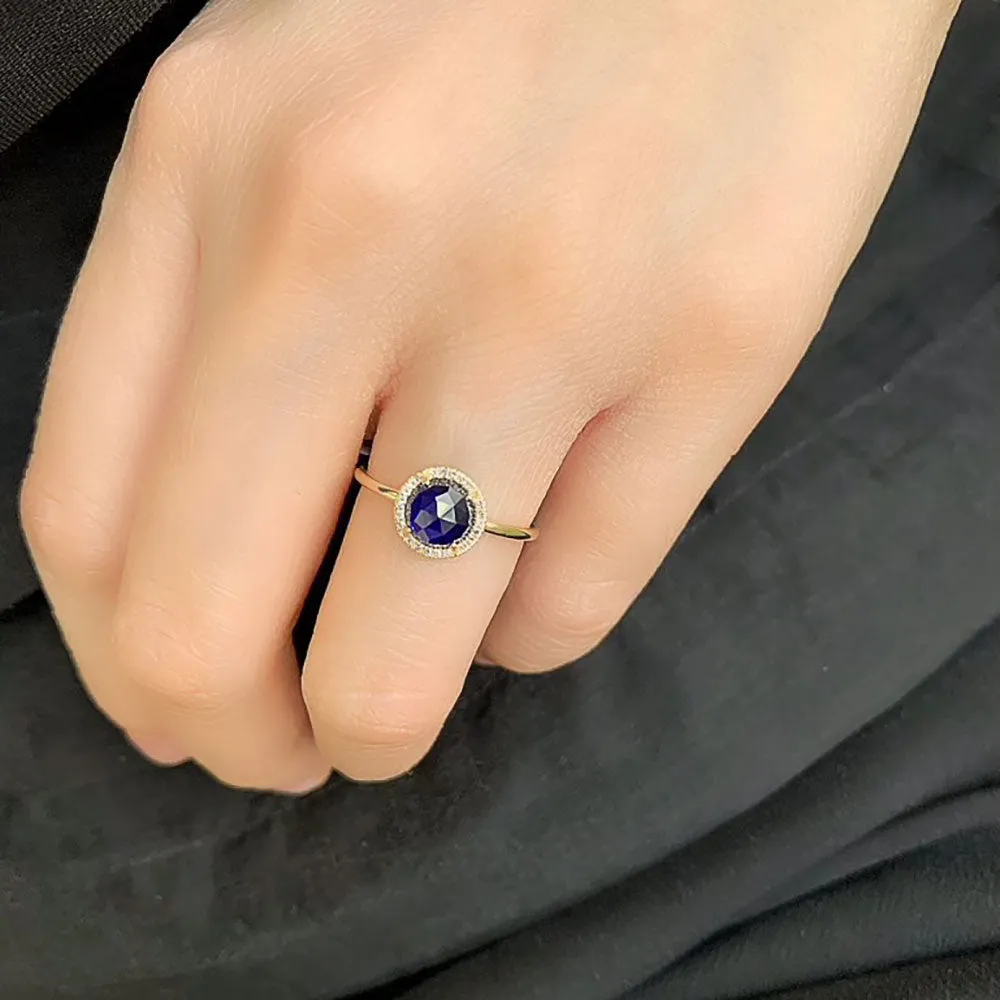 Rosie 6.0mm Rainbow Moonstone and Diamond Ring