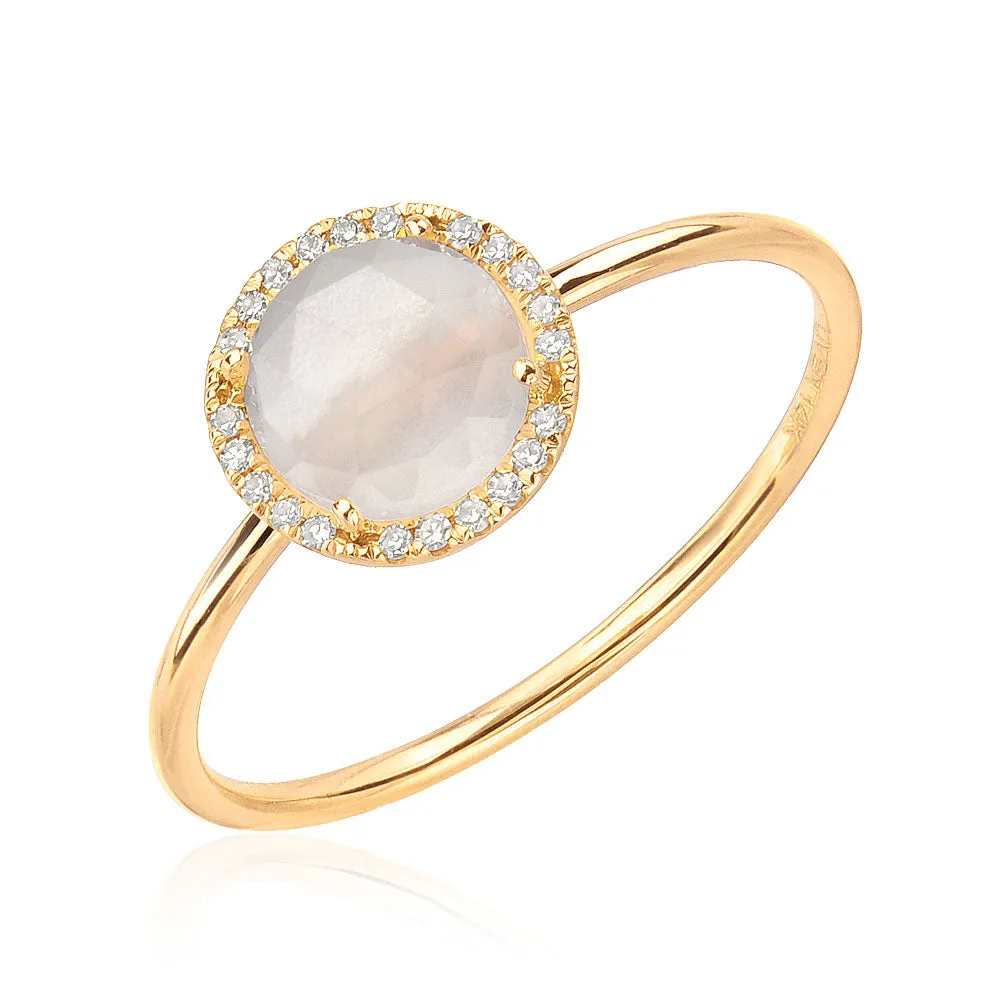 Rosie 6.0mm Rainbow Moonstone and Diamond Ring