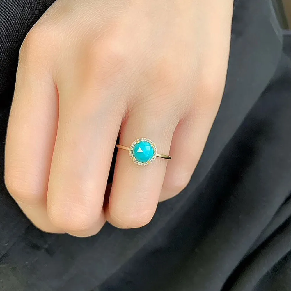 Rosie 6.0mm Rainbow Moonstone and Diamond Ring