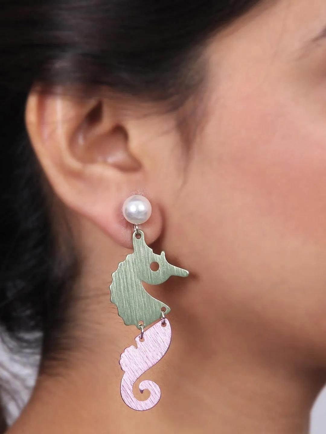 Sea Horse Earrings Green