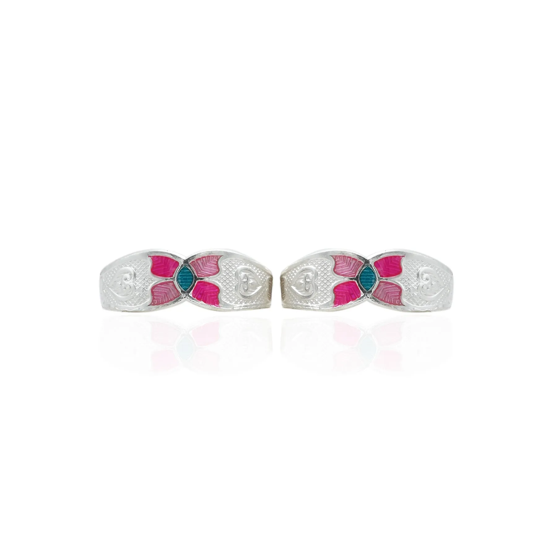 Silver Excellency Of Floral Toe Rings