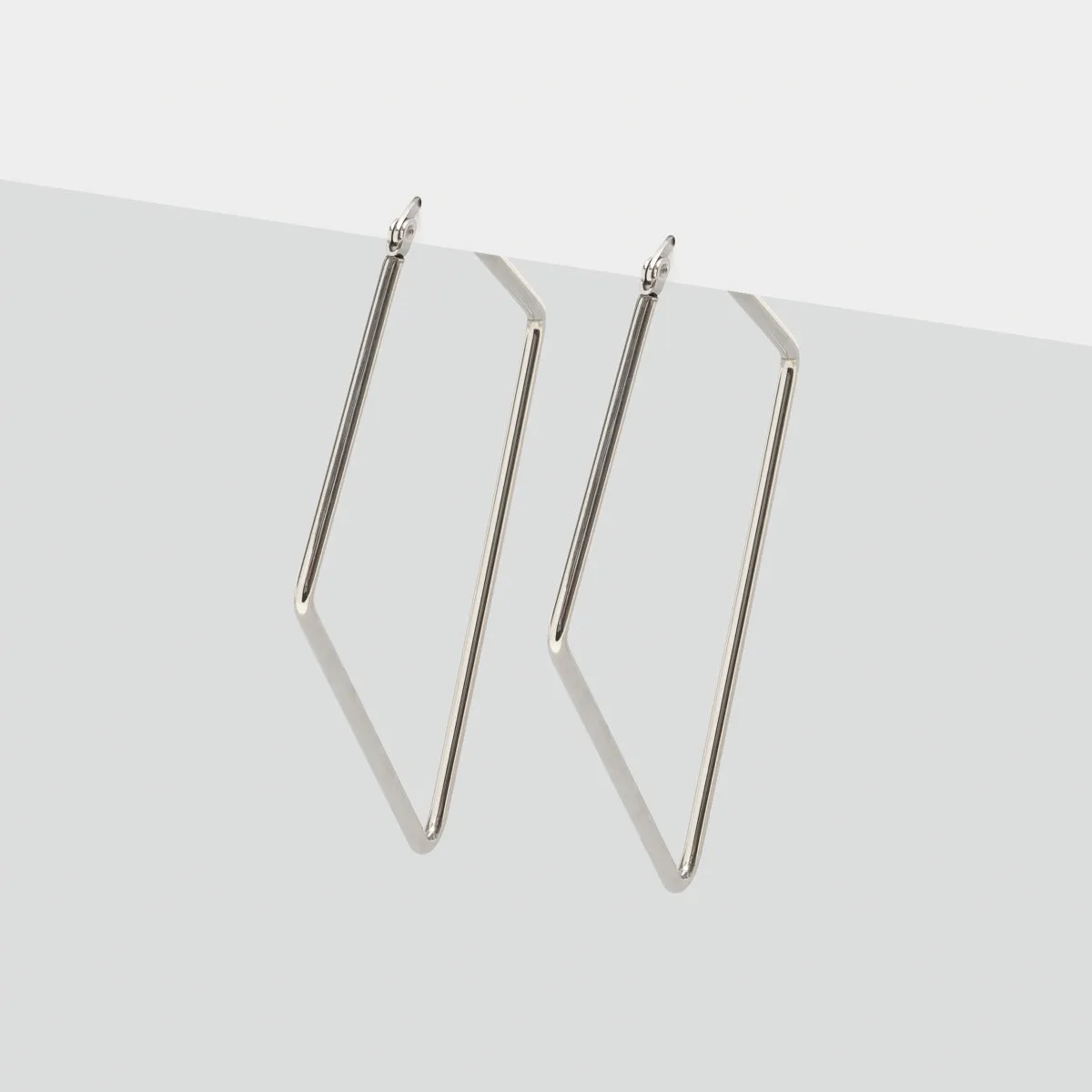 Silver Rhombus Oversized Hoop Earrings