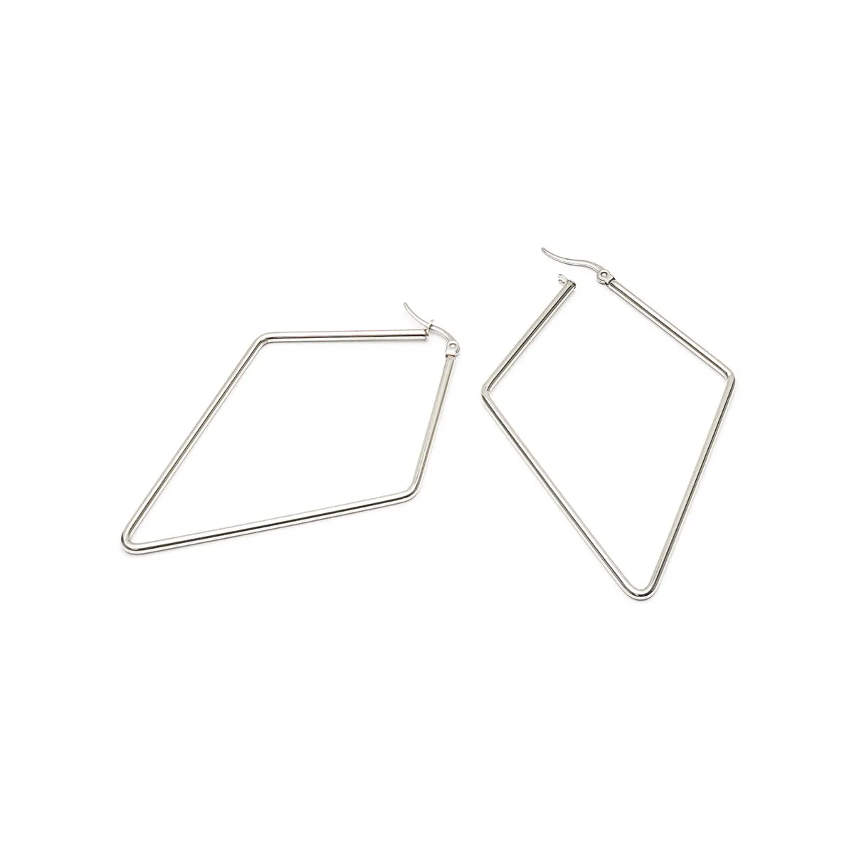 Silver Rhombus Oversized Hoop Earrings