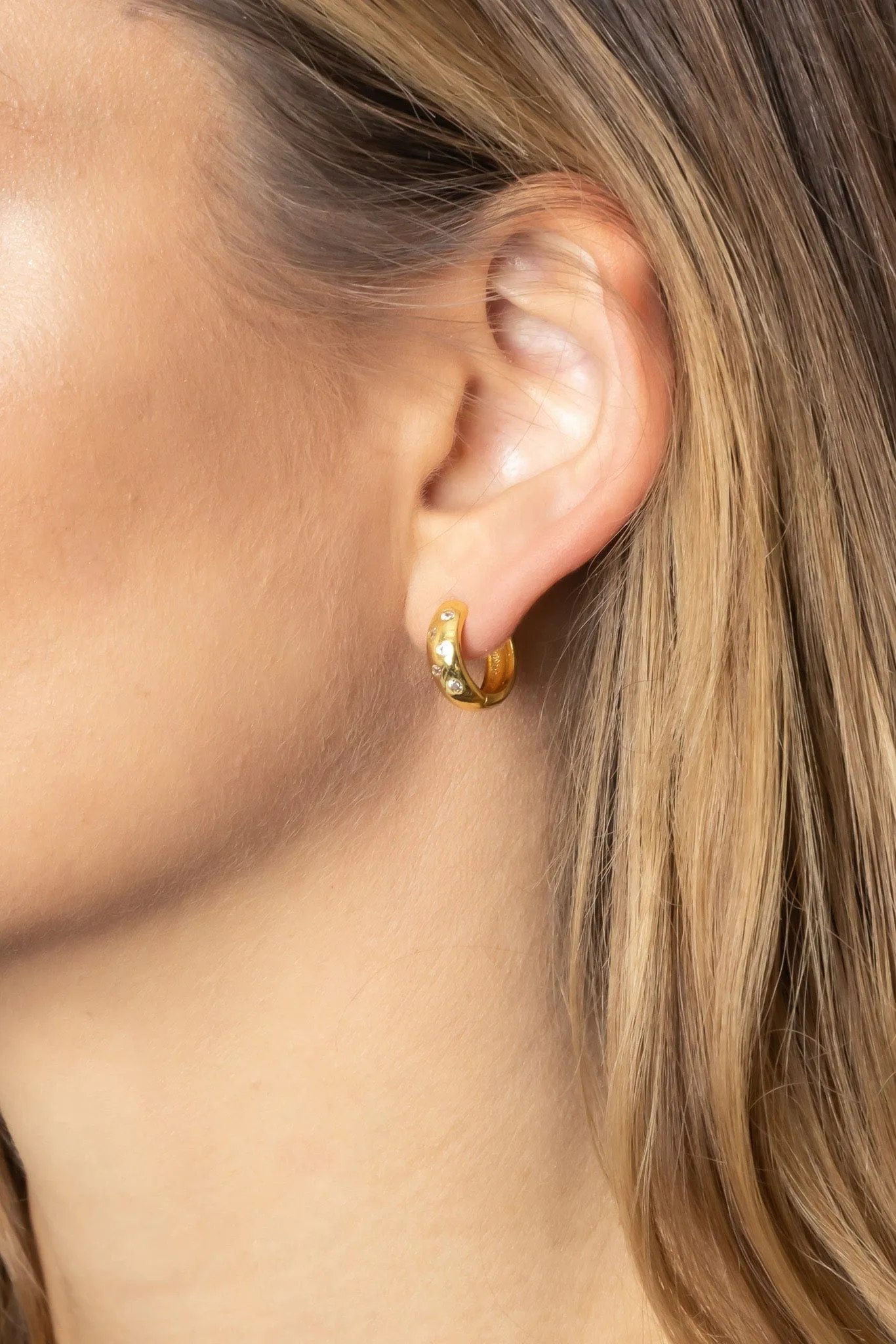 SJE310209 14K CZ Paved Hoop Earrings