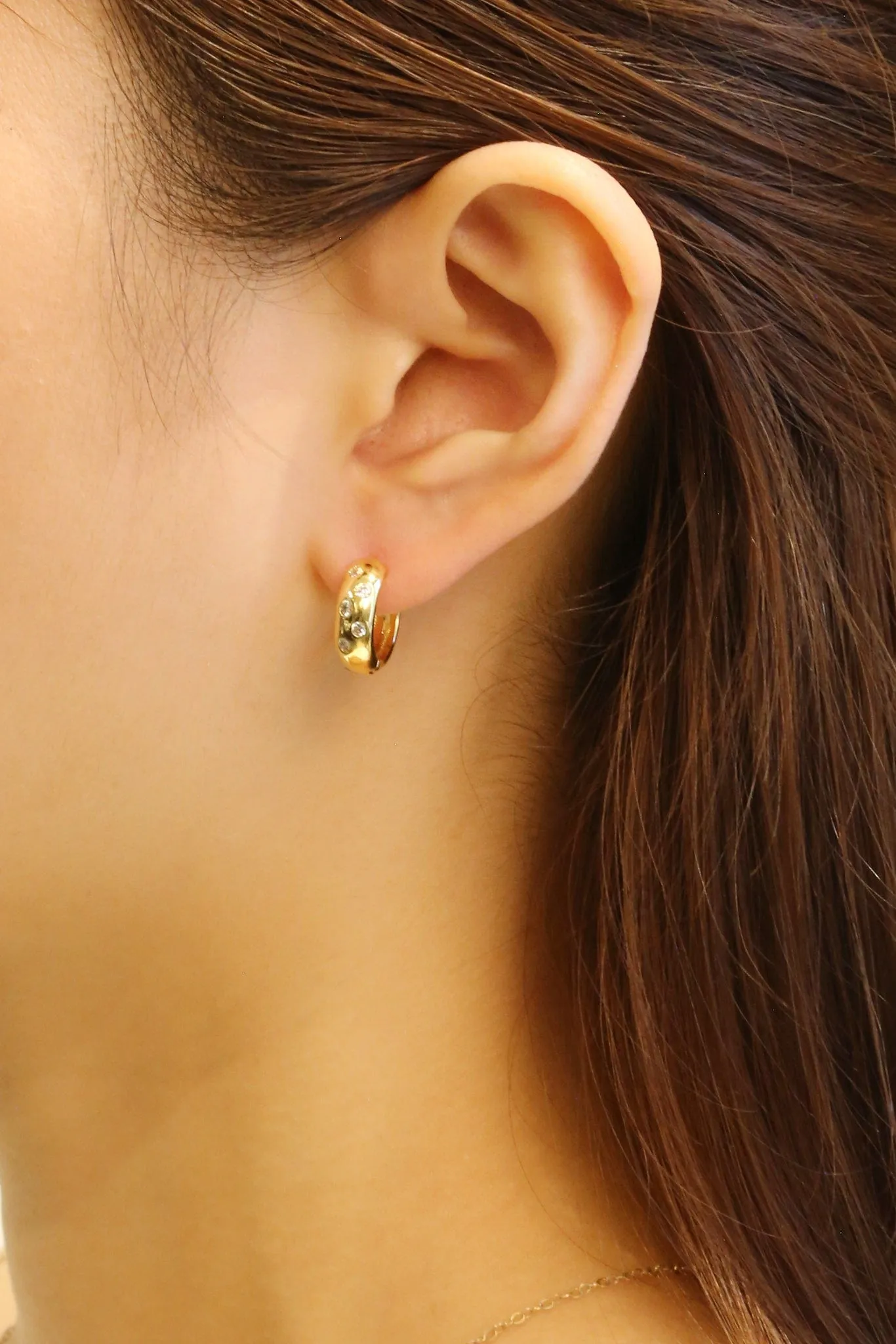 SJE310209 14K CZ Paved Hoop Earrings