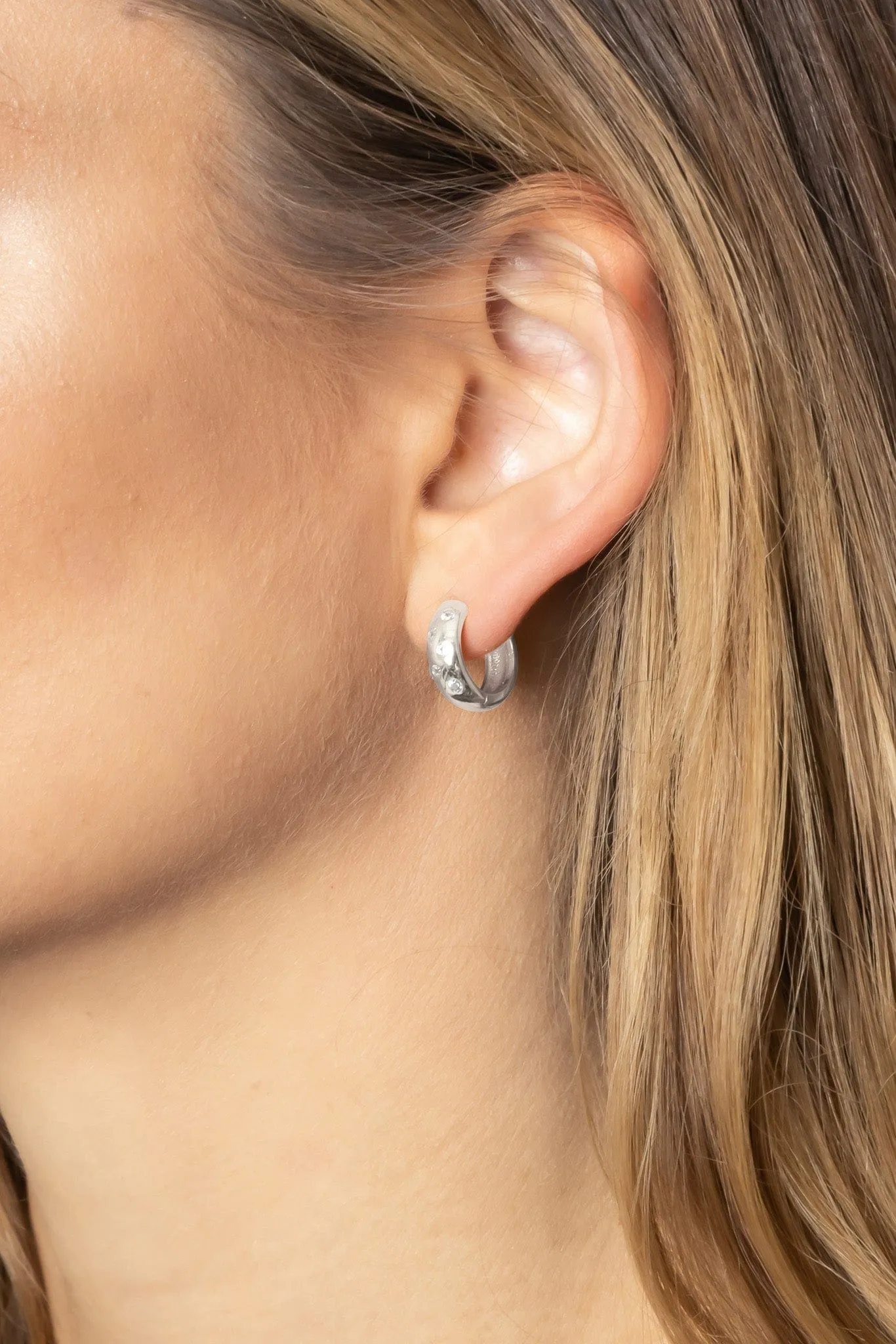 SJE310209 14K CZ Paved Hoop Earrings