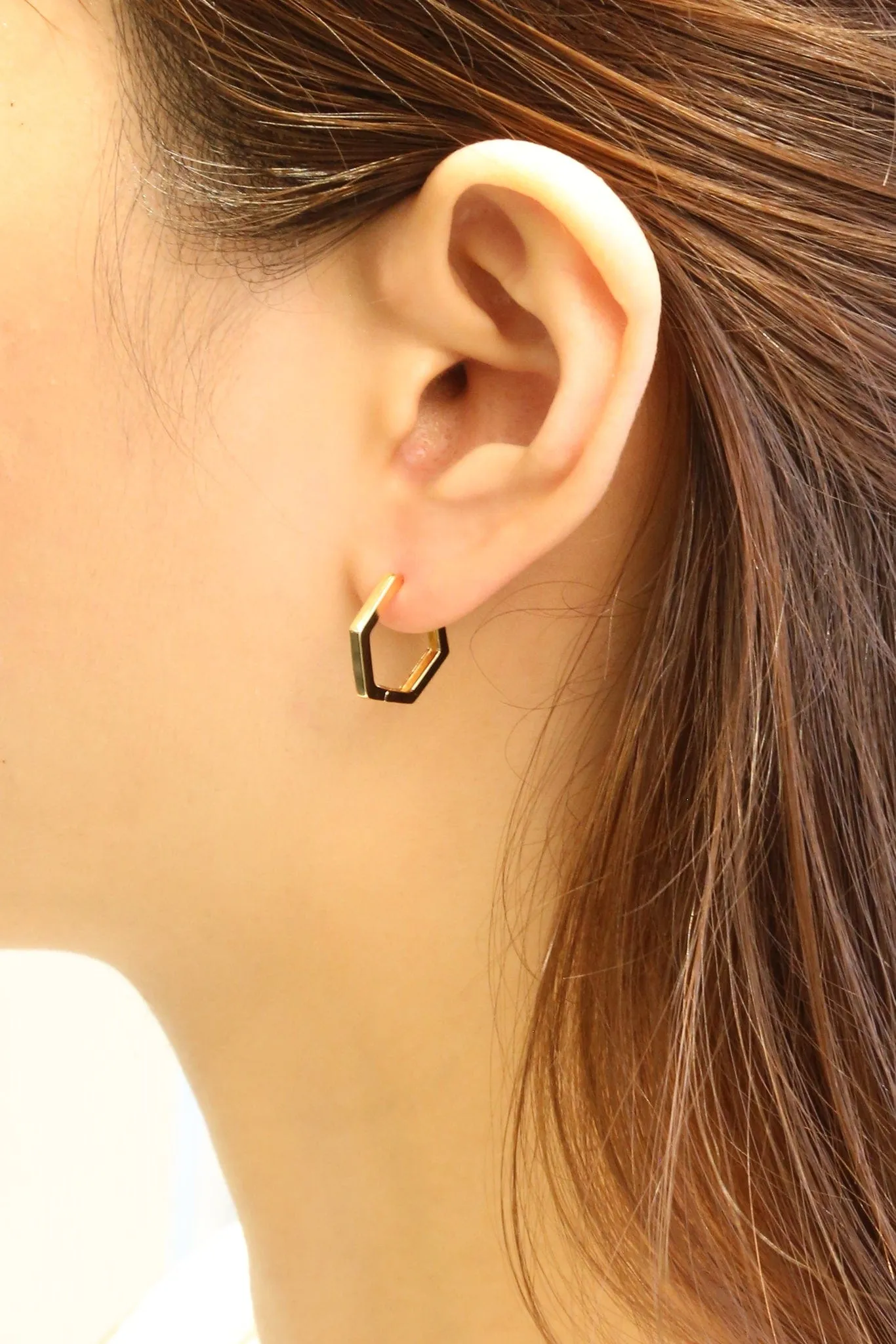 SJE310240 14K Dipped Hexagon Hoop Earrings