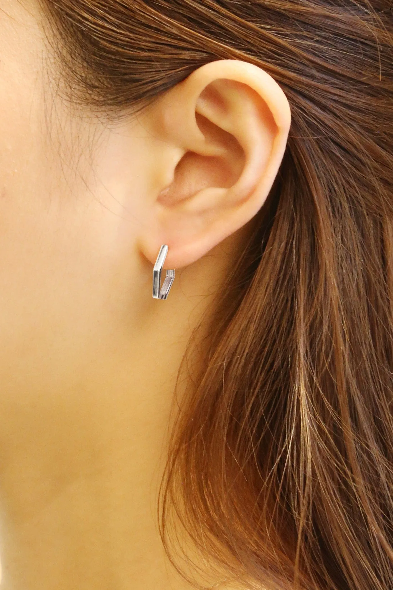 SJE310240 14K Dipped Hexagon Hoop Earrings