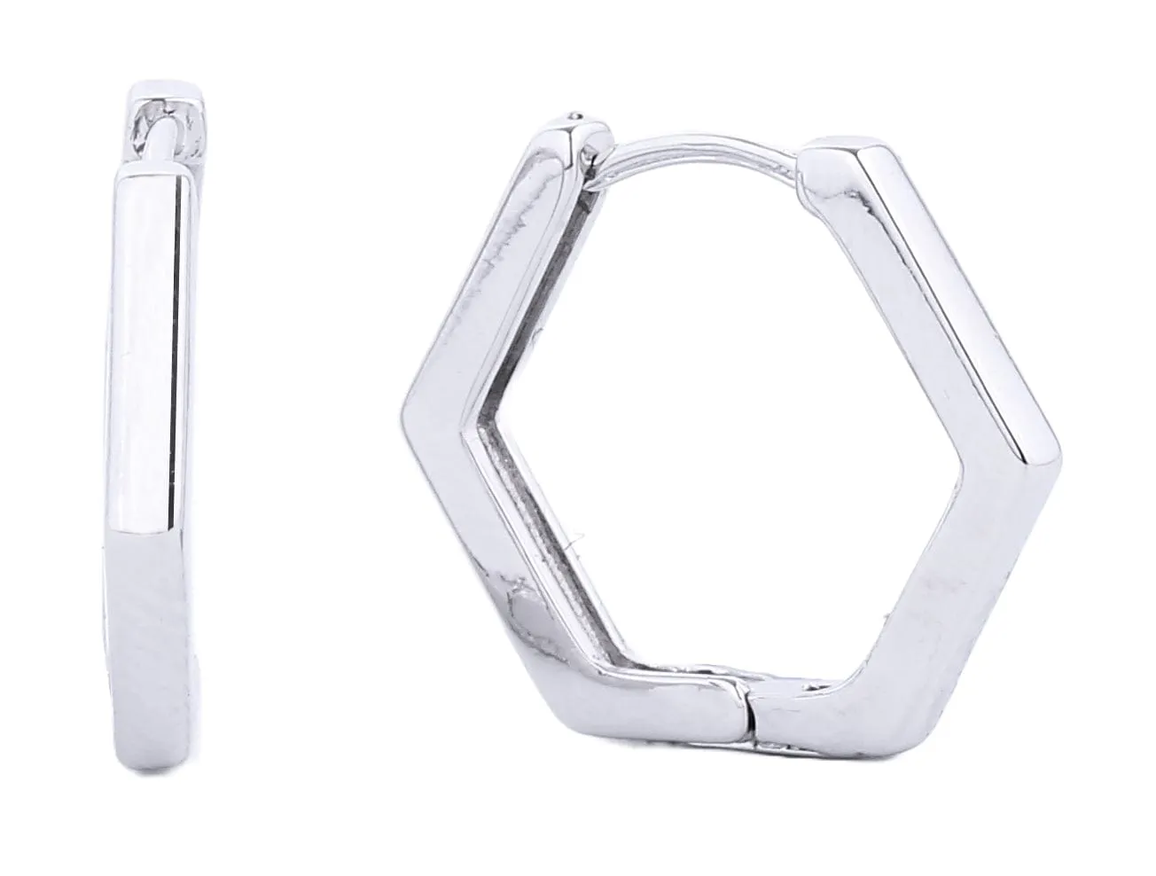 SJE310240 14K Dipped Hexagon Hoop Earrings