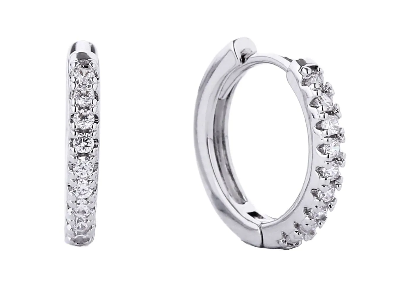 SJE310241 14K Dipped Hoop Cz Paved Earrings