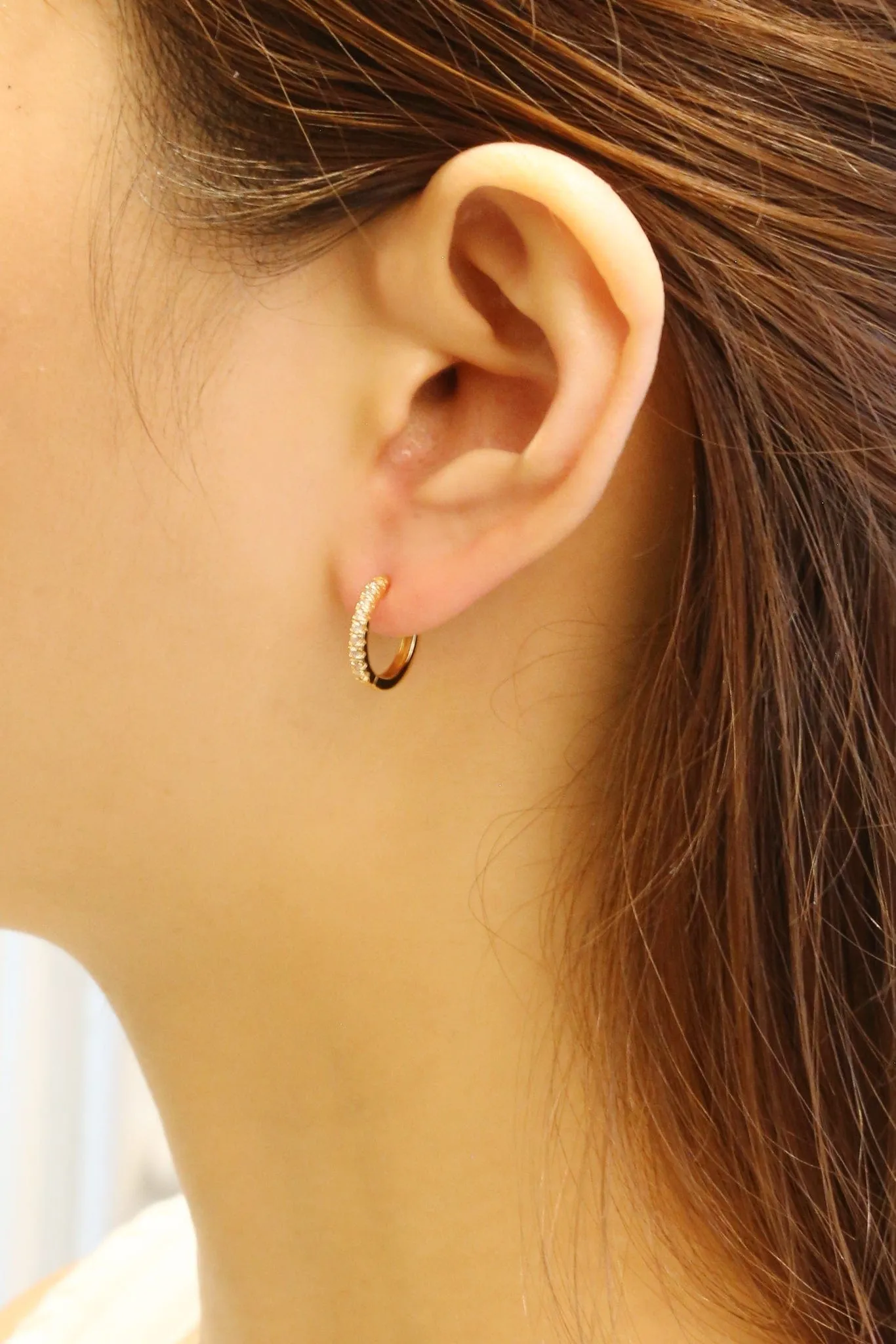 SJE310241 14K Dipped Hoop Cz Paved Earrings