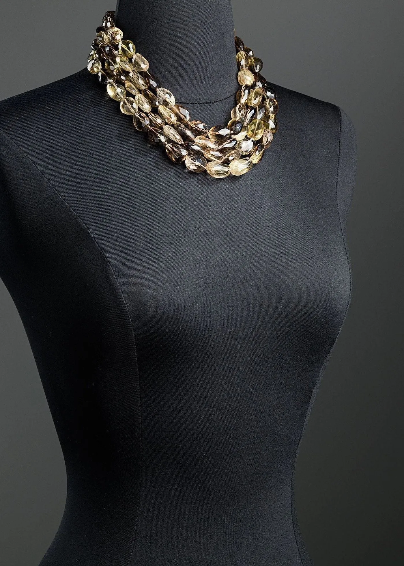 Smokey Topaz Four Strand Necklace