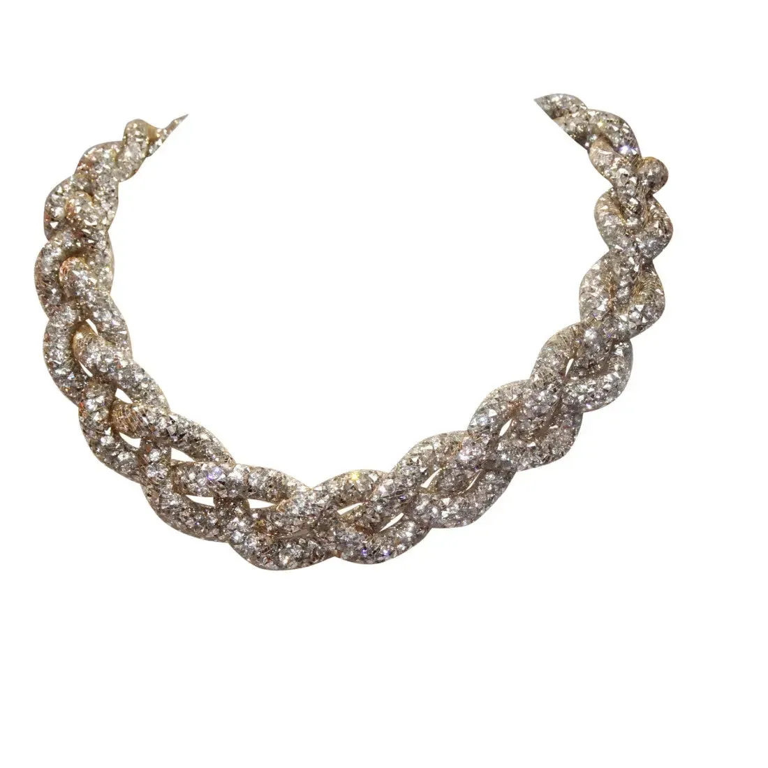 Statement Gold Braided Crystal Swarovski Element Stardust Necklace Choker Magnetic closure