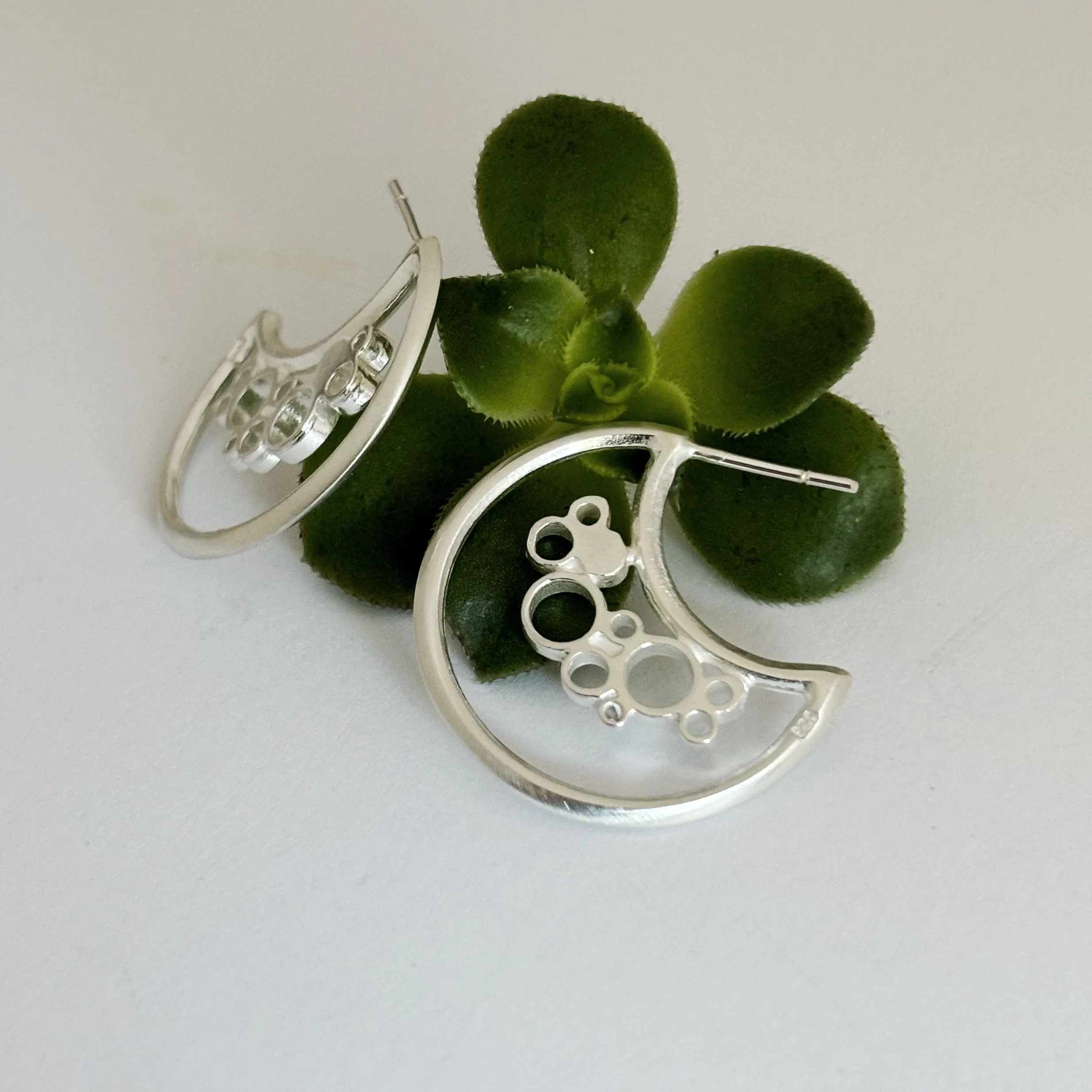Sterling Silver Bubble Shadow Hoops