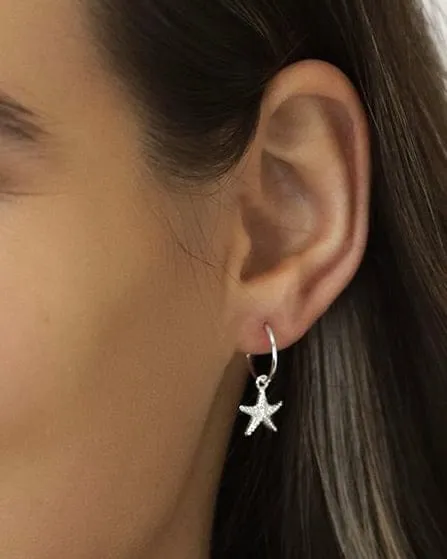 Sterling Silver Starfish Hoop Earrings