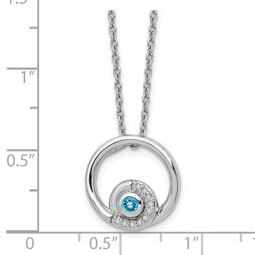 Sterling Silver White Ice Diamond and Blue Topaz Necklace