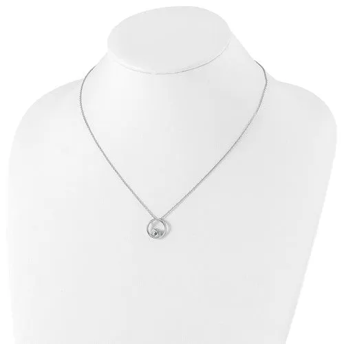Sterling Silver White Ice Diamond and Blue Topaz Necklace