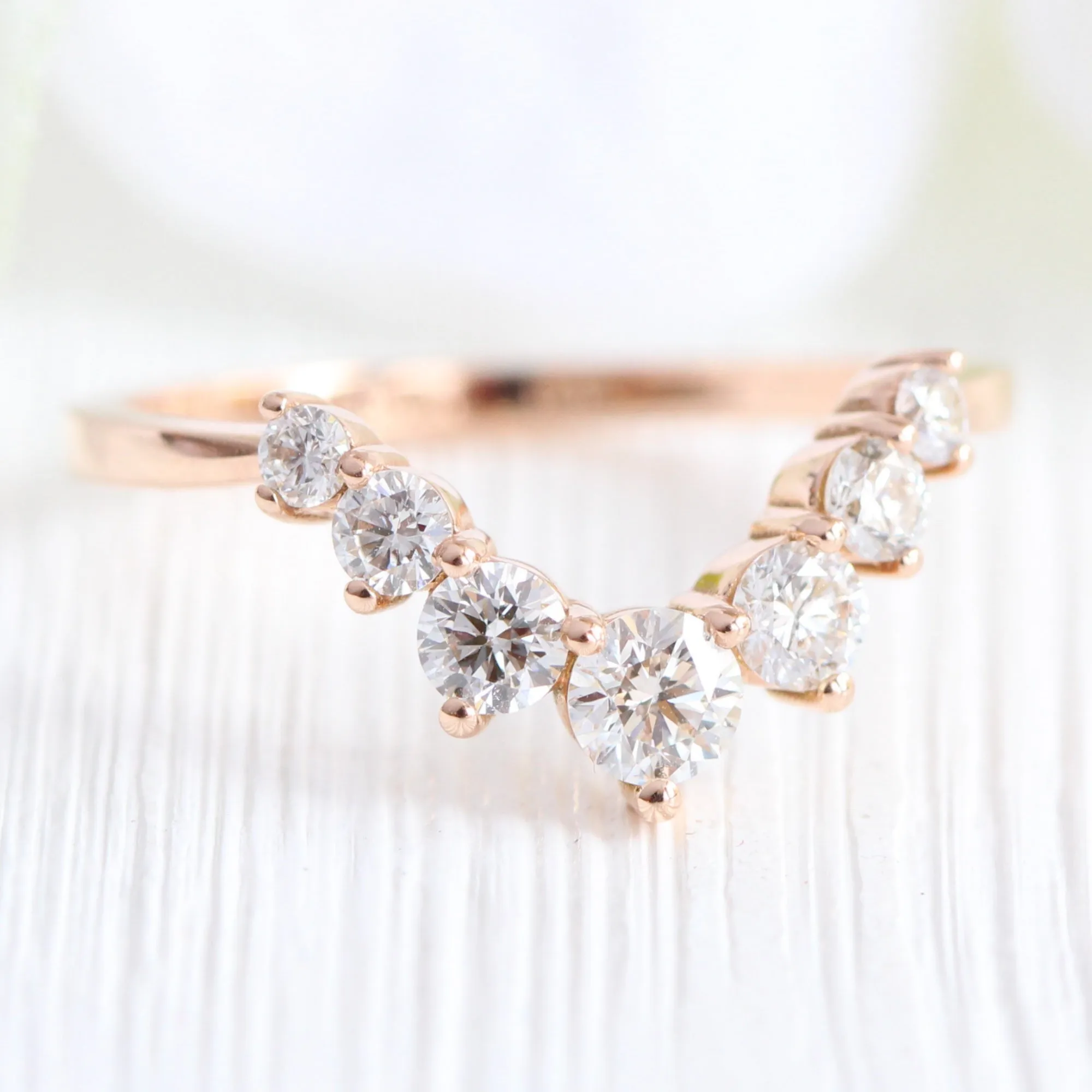 Tiara Halo Pear Ring Bridal Set w/ Emerald and Large 7 Diamond U Band