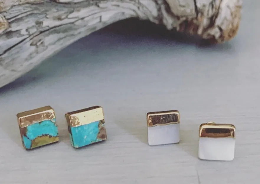 Tipp'd To Gold Square Stud