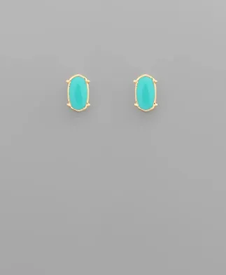 Turquoise Enamel Oval Stud