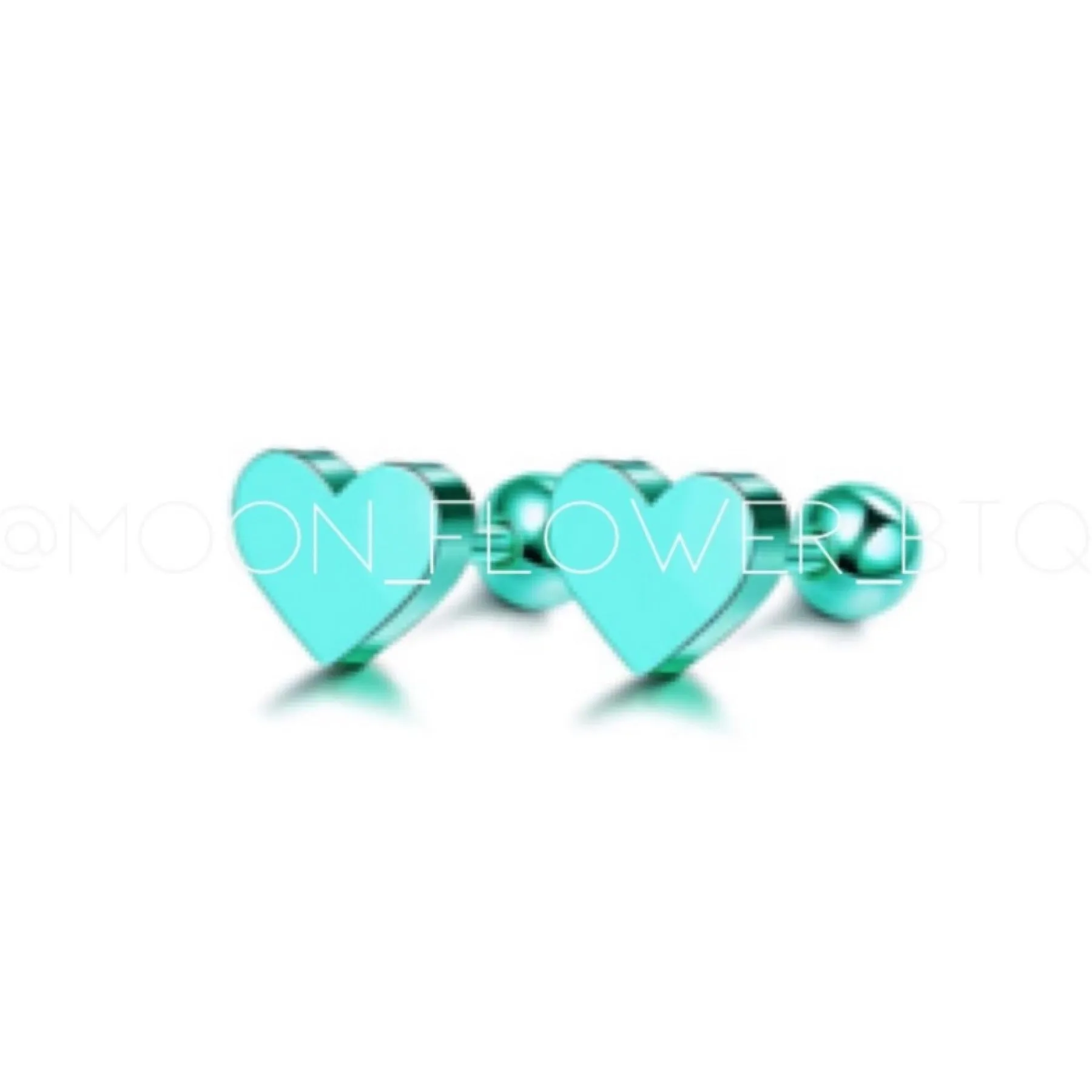 Turquoise Heart Barbell Earrings