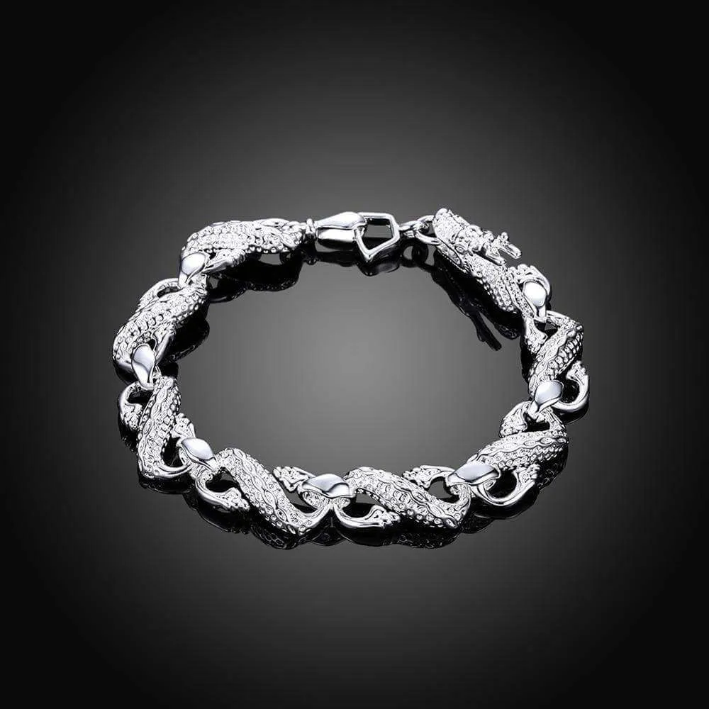 Unisex white dragon bracelet
