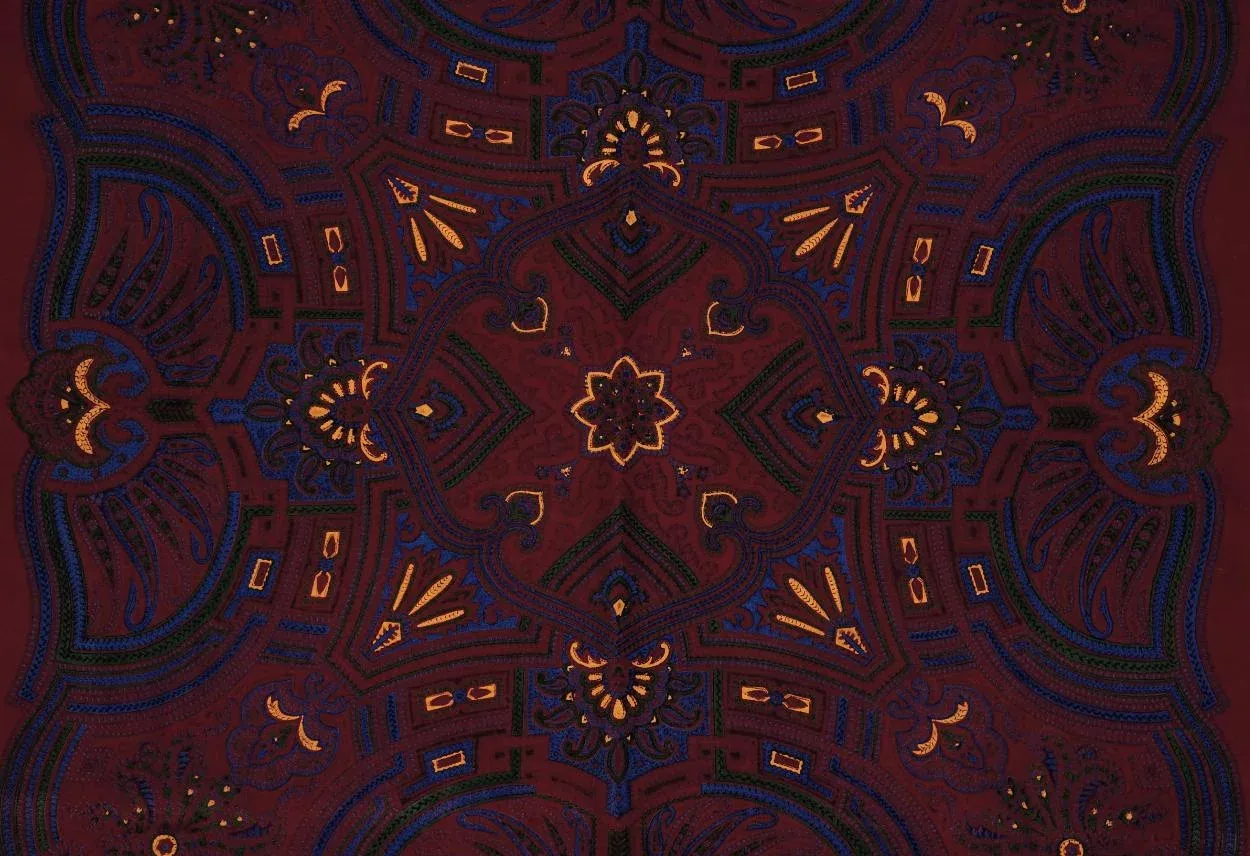 Vintage 1940s Mens Silk Maroon Opera Scarf - 35” Square - Made in England