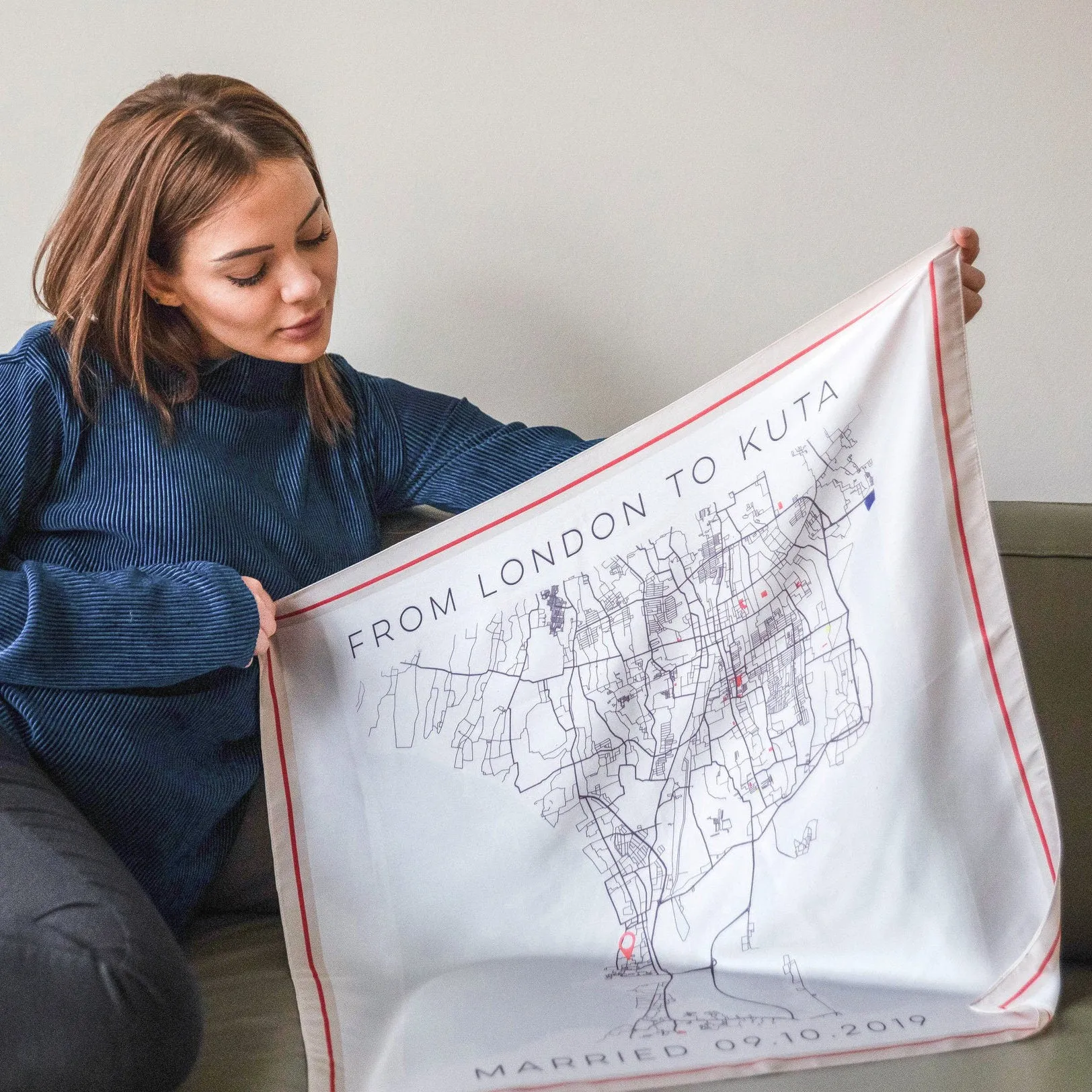 'Where We Began' Mono Colour Pop Location Map Scarf