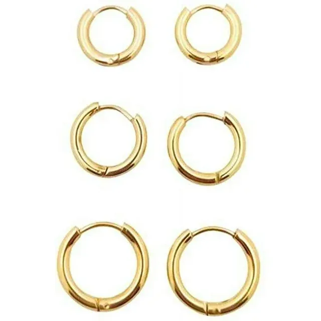Xelparuc Hoop Earrings Surgical Stainless Steel Hoop Earring for Men Gold