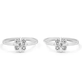 Zarkan The Quad Stones Silver Toe Rings