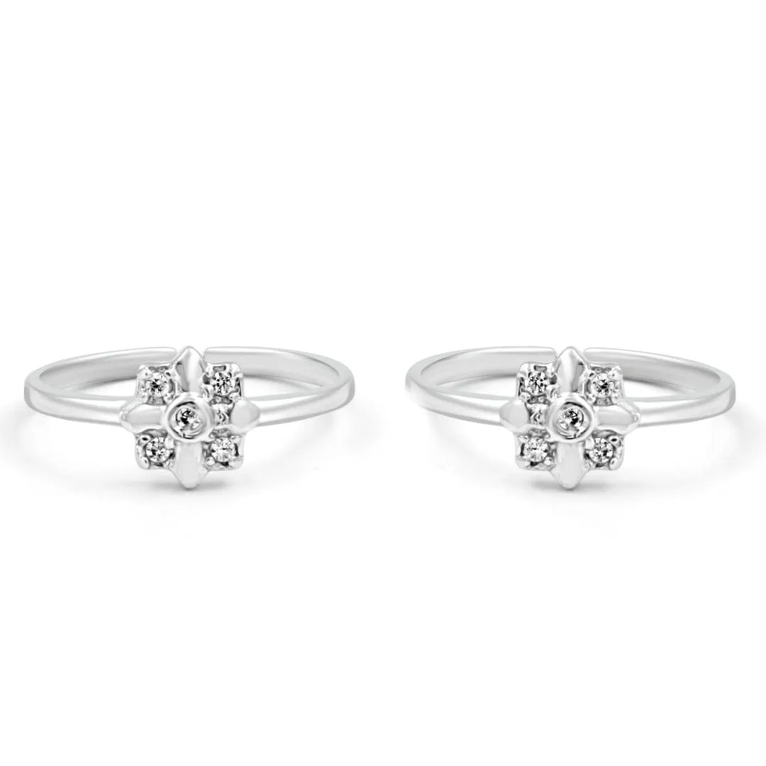 Zarkan The Quad Stones Silver Toe Rings