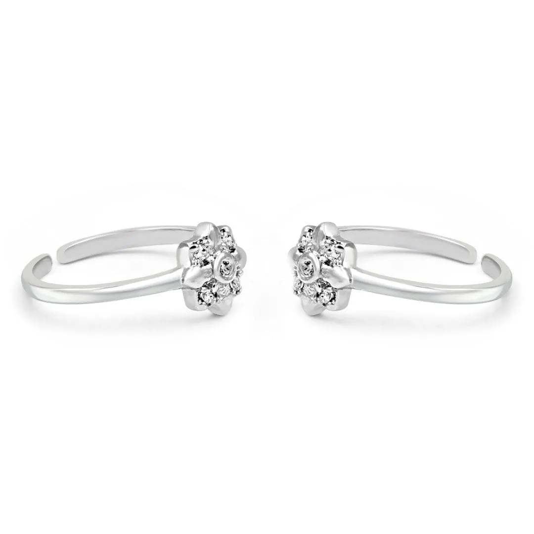 Zarkan The Quad Stones Silver Toe Rings